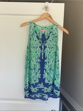 Green & Navy Floral Shift top